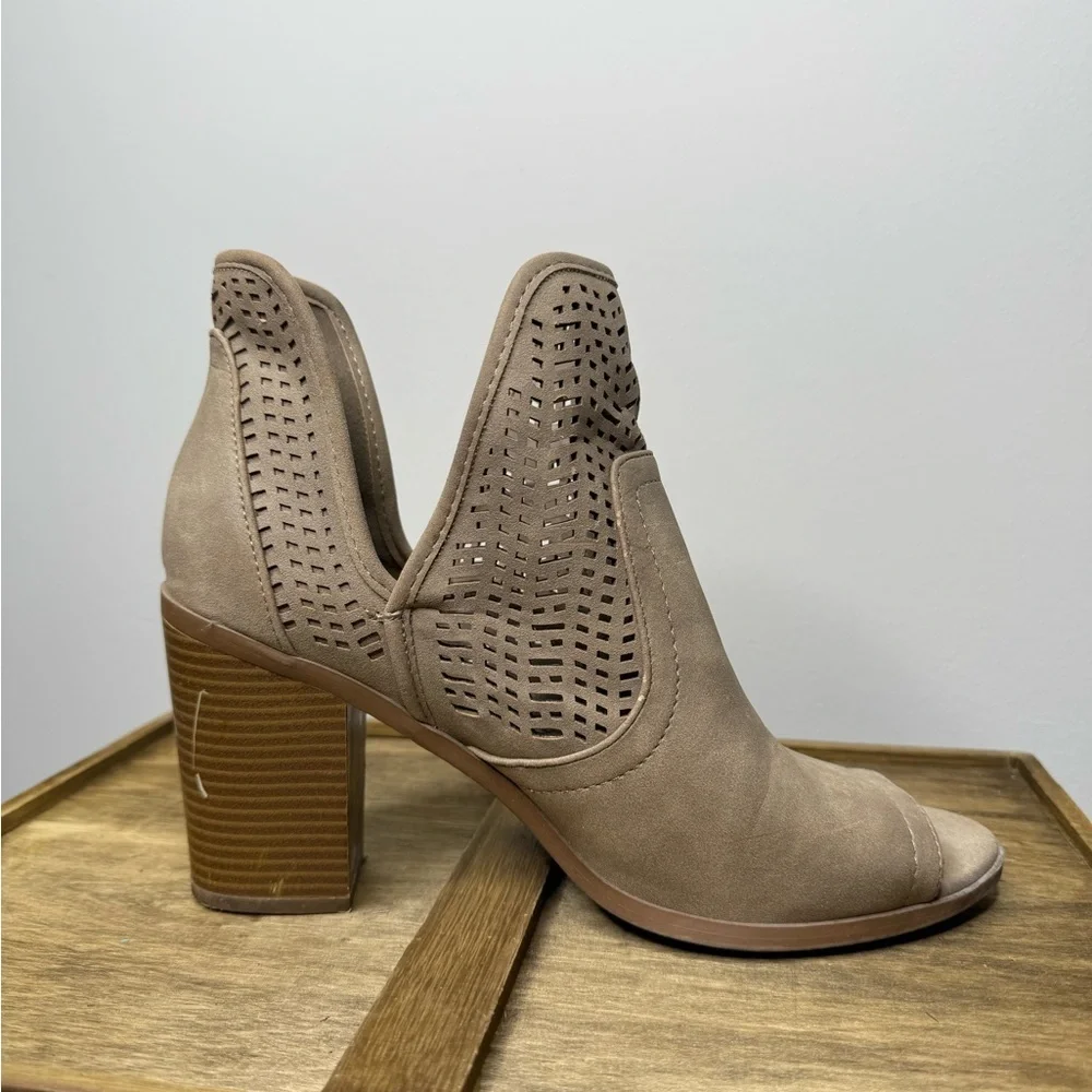 Women's Soda Tan Peep-Toe Ankle Boots